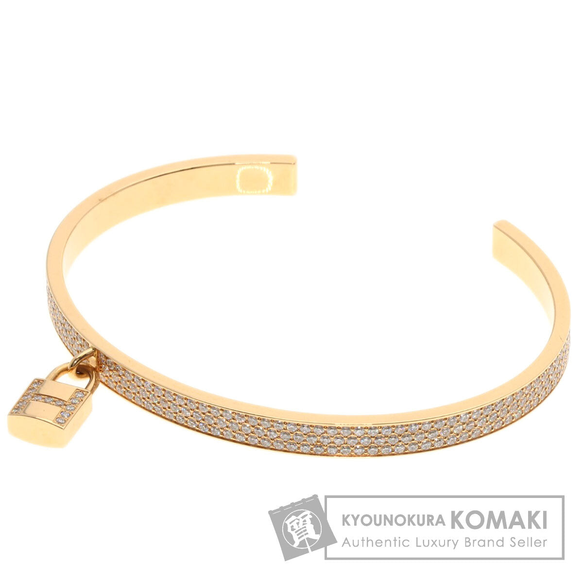 HERMES Kelly Clochette Pave Diamond Bracelet K18 Pink Gold Ladies [Used]