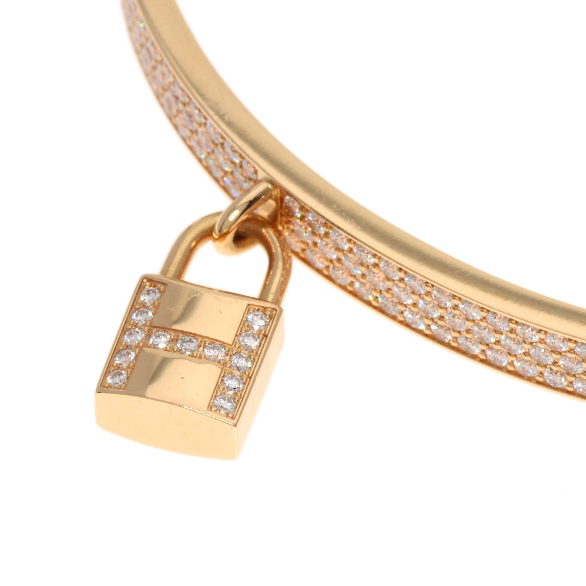 HERMES Kelly Clochette Pave Diamond Bracelet K18 Pink Gold Ladies [Used]