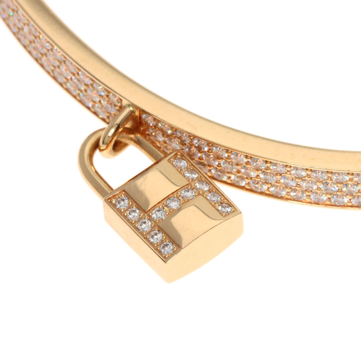 HERMES Kelly Clochette Pave Diamond Bracelet K18 Pink Gold Ladies [Used]