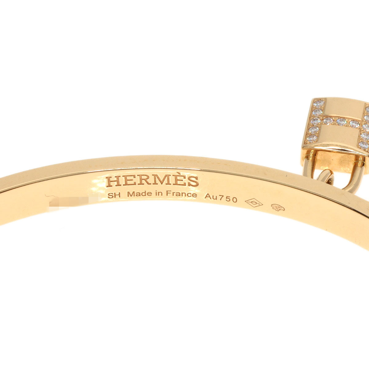 HERMES Kelly Clochette Pave Diamond Bracelet K18 Pink Gold Ladies [Used]
