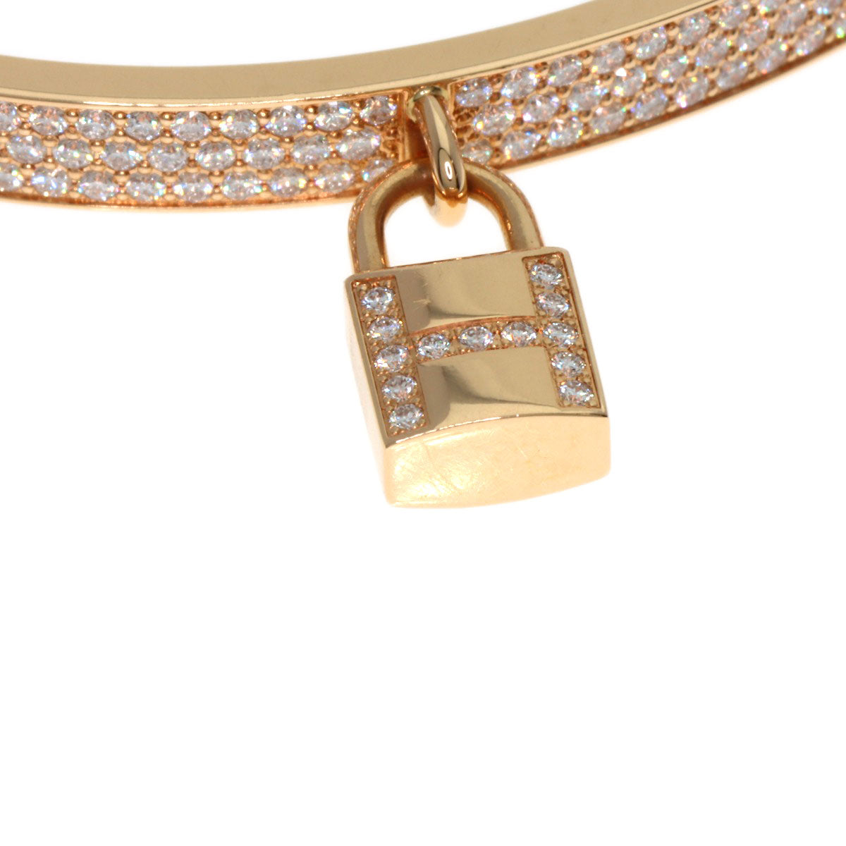 HERMES Kelly Clochette Pave Diamond Bracelet K18 Pink Gold Ladies [Used]