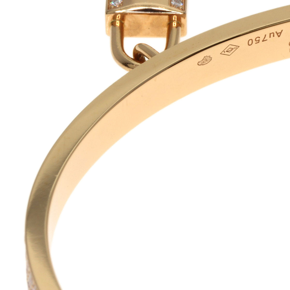 HERMES Kelly Clochette Pave Diamond Bracelet K18 Pink Gold Ladies [Used]