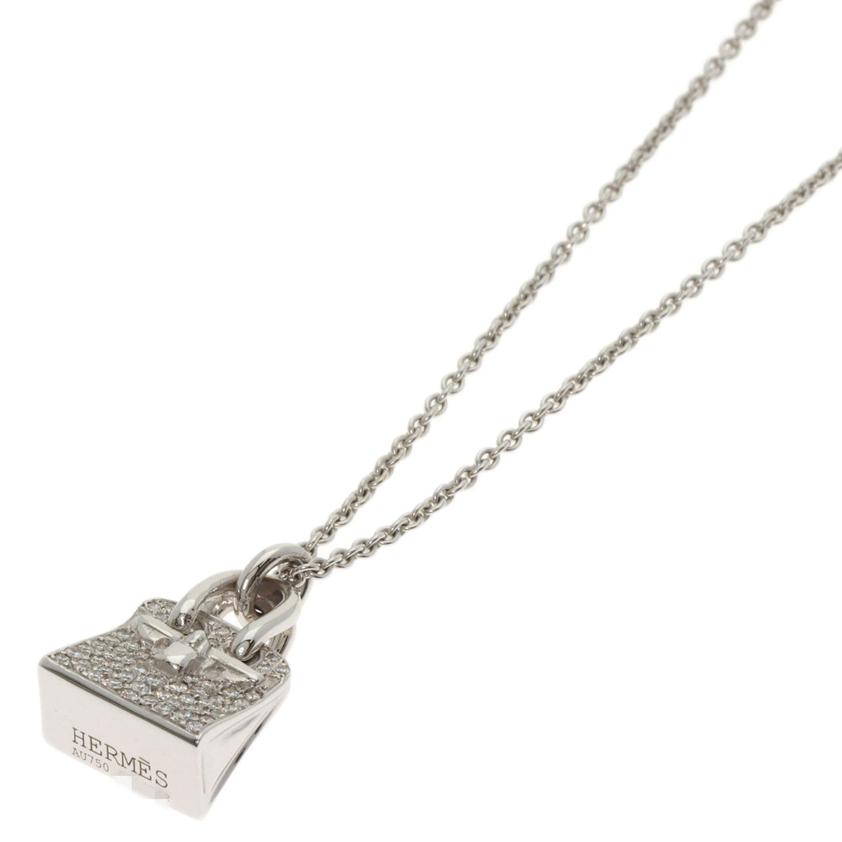 HERMES Birkin Diamond Amulet Necklace K18 White Gold Ladies [Used]