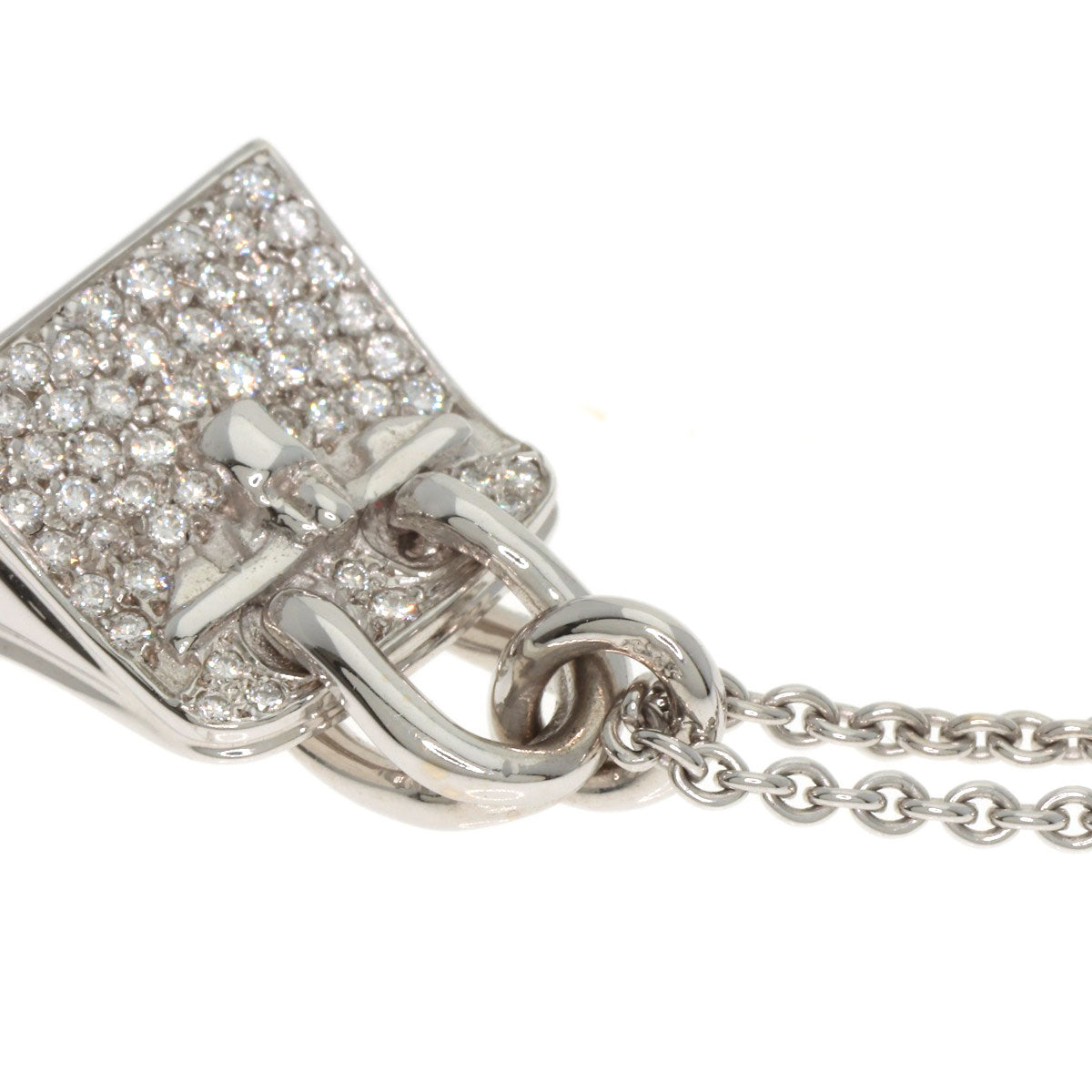 HERMES Birkin Diamond Amulet Necklace K18 White Gold Ladies [Used]