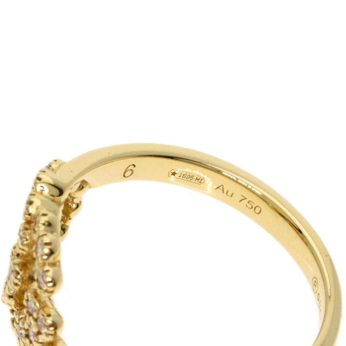 GUCCI GG Running Diamond #6 Ring K18 Yellow Gold Ladies [Used]