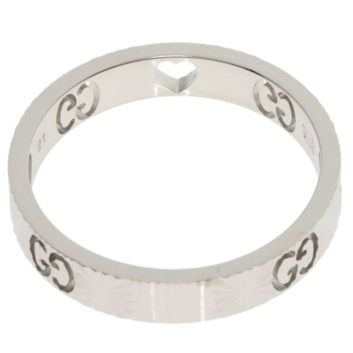 GUCCI Icon Heart #21 Ring K18 White Gold Ladies [Used]