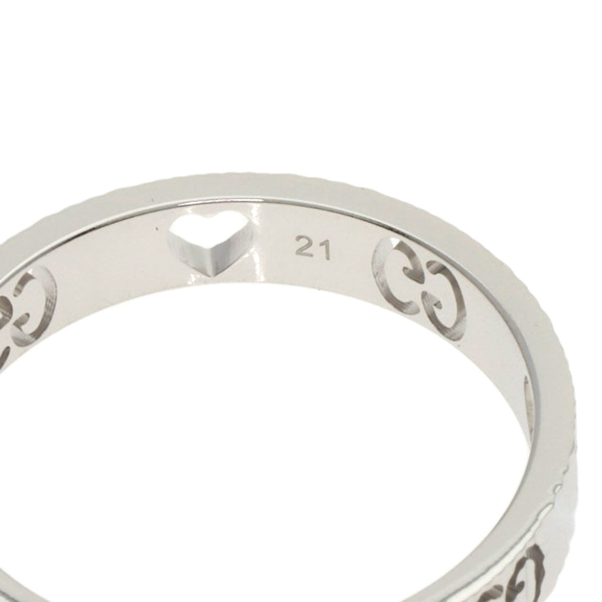 GUCCI Icon Heart #21 Ring K18 White Gold Ladies [Used]