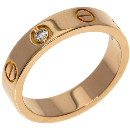CARTIER mini love ring 1P Diamond #48 Ring K18 Pink Gold Ladies [Used]