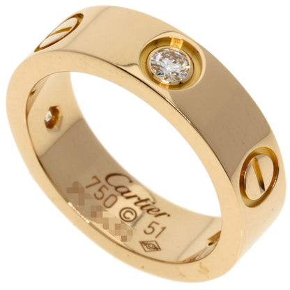 CARTIER love ring half diamond # 51 Ring K18 Pink Gold Ladies [Used]