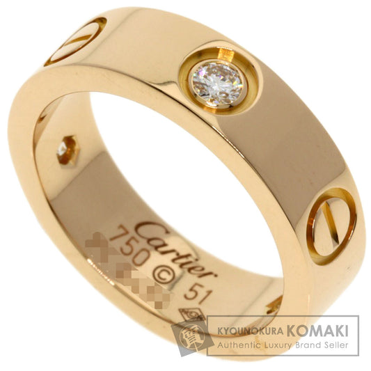 CARTIER love ring half diamond # 51 Ring K18 Pink Gold Ladies [Used]