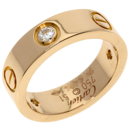 CARTIER love ring half diamond # 51 Ring K18 Pink Gold Ladies [Used]
