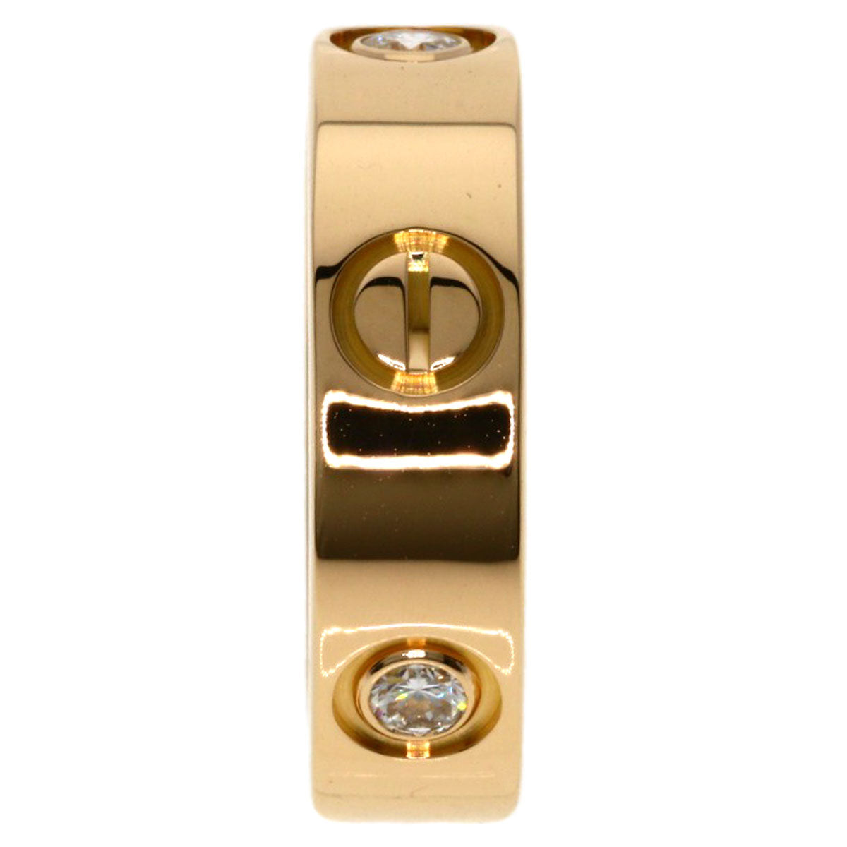 CARTIER love ring half diamond # 51 Ring K18 Pink Gold Ladies [Used]