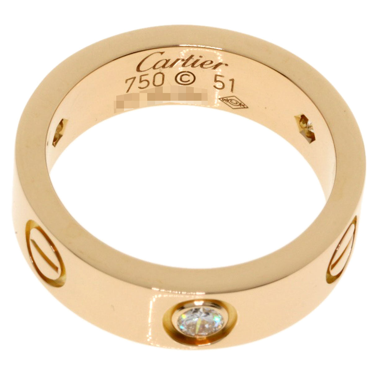 CARTIER love ring half diamond # 51 Ring K18 Pink Gold Ladies [Used]