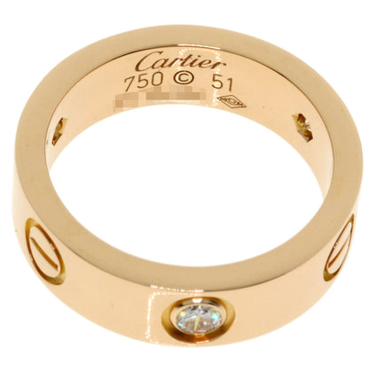 CARTIER love ring half diamond # 51 Ring K18 Pink Gold Ladies [Used]