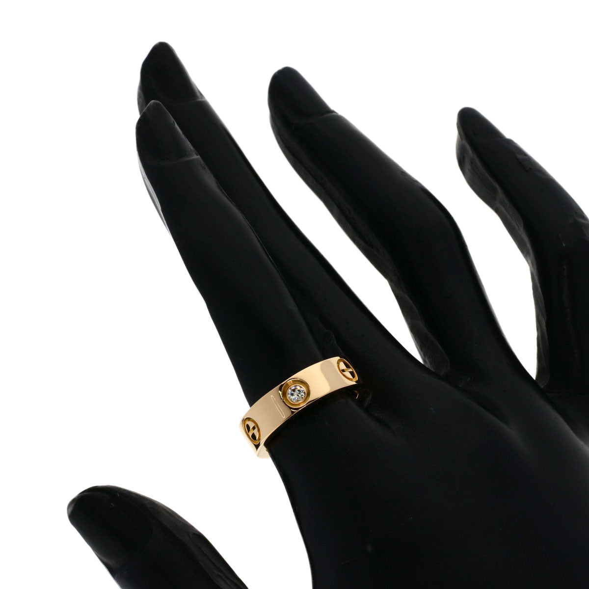 CARTIER love ring half diamond # 51 Ring K18 Pink Gold Ladies [Used]