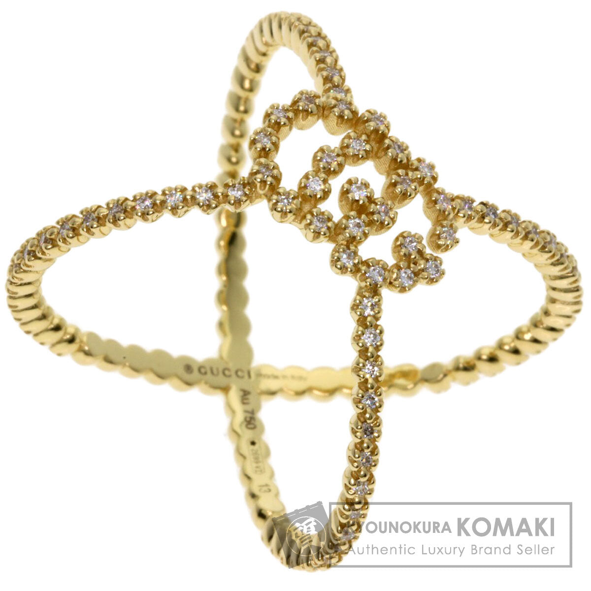 GUCCI GG Running Diamond #13 Ring K18 Yellow Gold Ladies [Used]