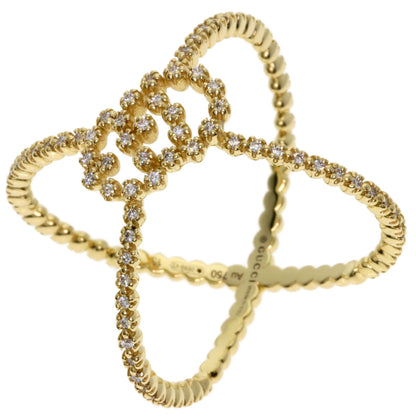 GUCCI GG Running Diamond #13 Ring K18 Yellow Gold Ladies [Used]
