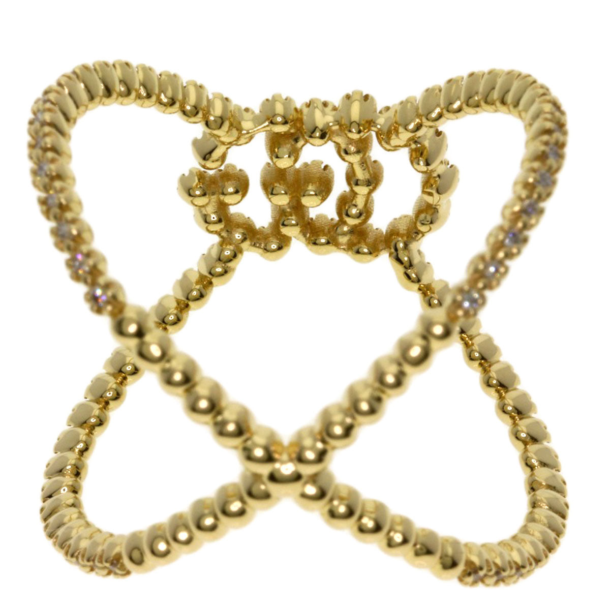 GUCCI GG Running Diamond #13 Ring K18 Yellow Gold Ladies [Used]