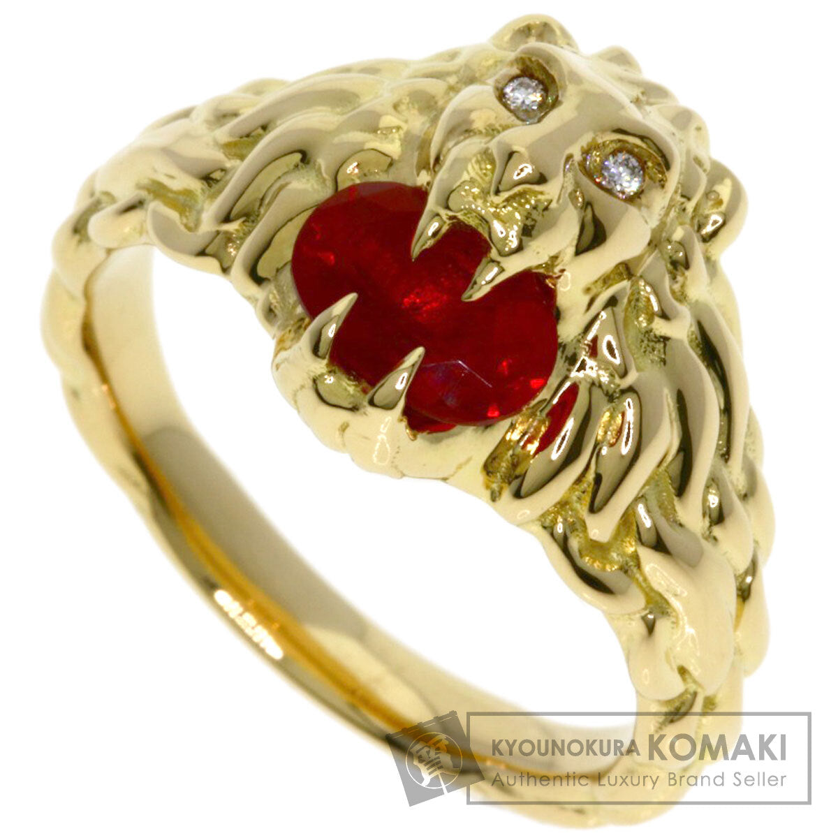 GUCCI Lionhead Fire Opal #15 Ring K18 Yellow Gold Ladies [Used]