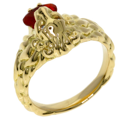 GUCCI Lionhead Fire Opal #15 Ring K18 Yellow Gold Ladies [Used]