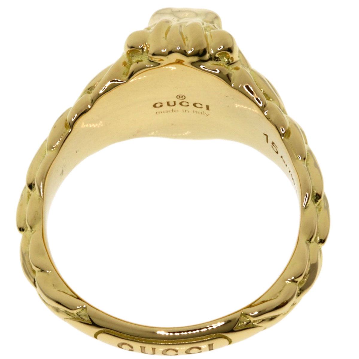 GUCCI Lionhead Fire Opal #15 Ring K18 Yellow Gold Ladies [Used]