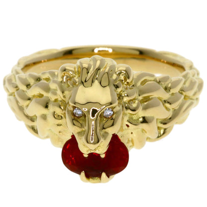 GUCCI Lionhead Fire Opal #15 Ring K18 Yellow Gold Ladies [Used]