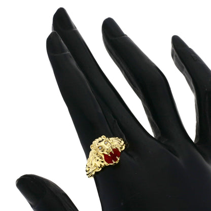 GUCCI Lionhead Fire Opal #15 Ring K18 Yellow Gold Ladies [Used]