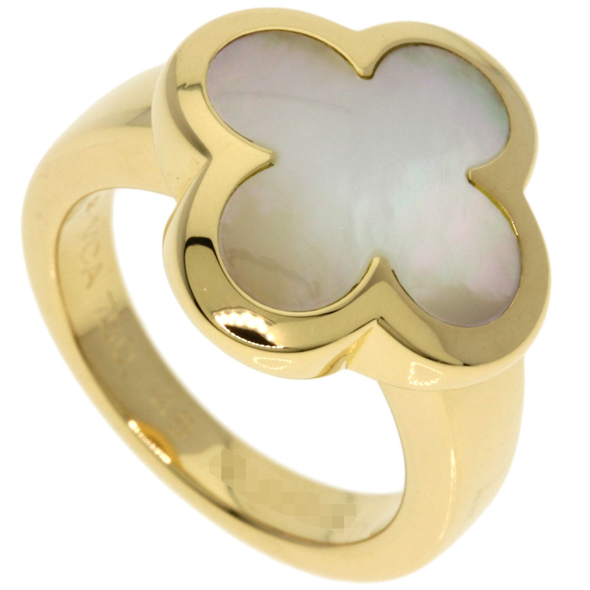 Van Cleef & Arpels Pure Alhambra Shell #48 Ring K18 Yellow Gold Ladies [Used]