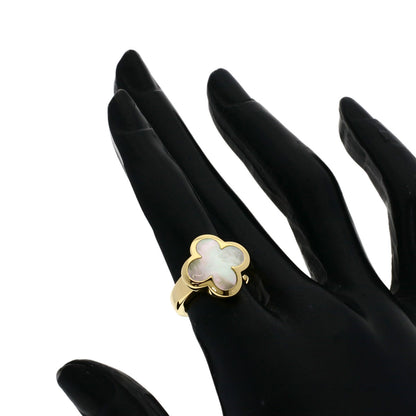Van Cleef & Arpels Pure Alhambra Shell #48 Ring K18 Yellow Gold Ladies [Used]
