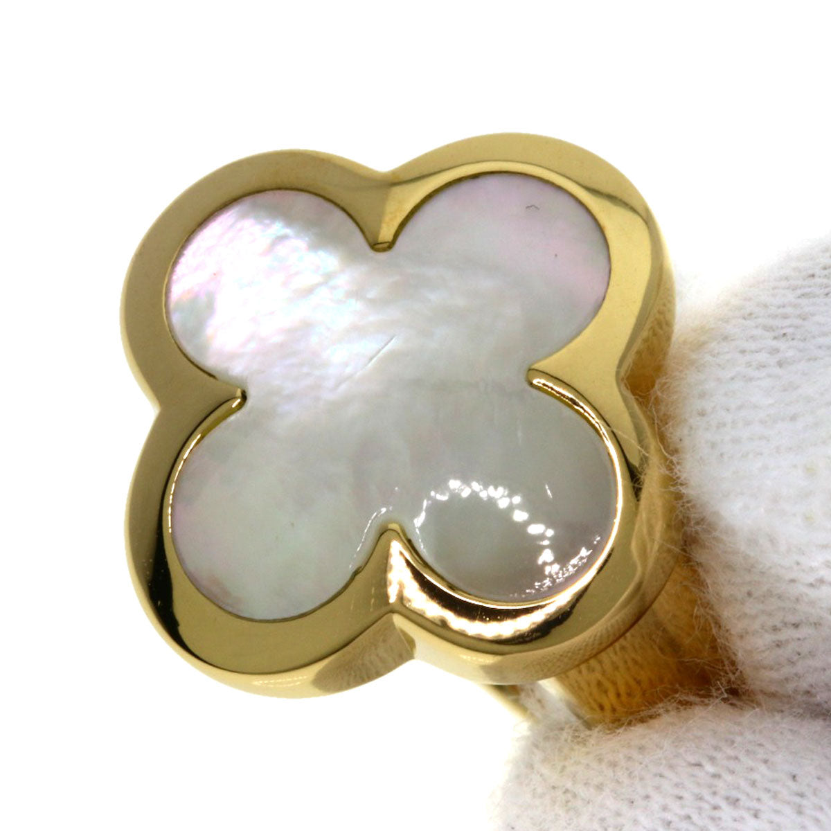 Van Cleef & Arpels Pure Alhambra Shell #48 Ring K18 Yellow Gold Ladies [Used]