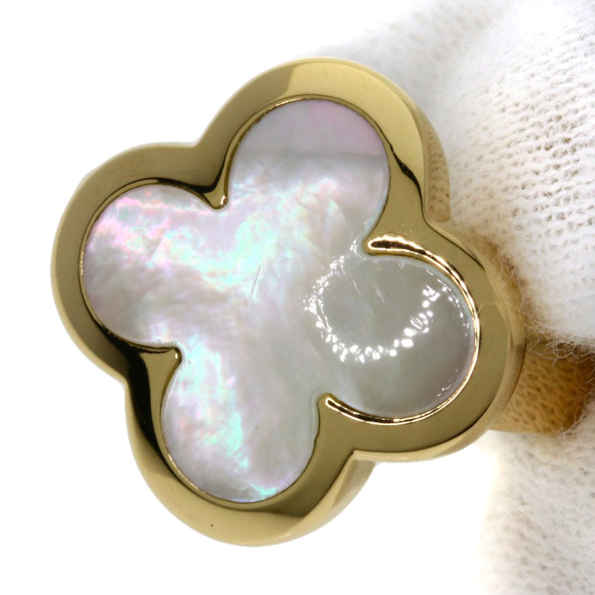 Van Cleef & Arpels Pure Alhambra Shell #48 Ring K18 Yellow Gold Ladies [Used]