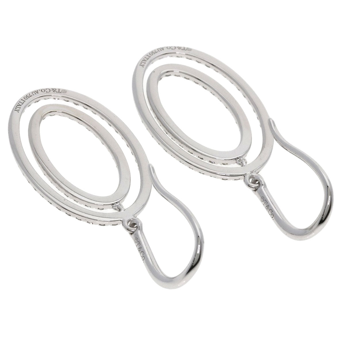 TIFFANY&Co. Metro Double Circle Drop Diamond earring K18 White Gold Ladies [Used]