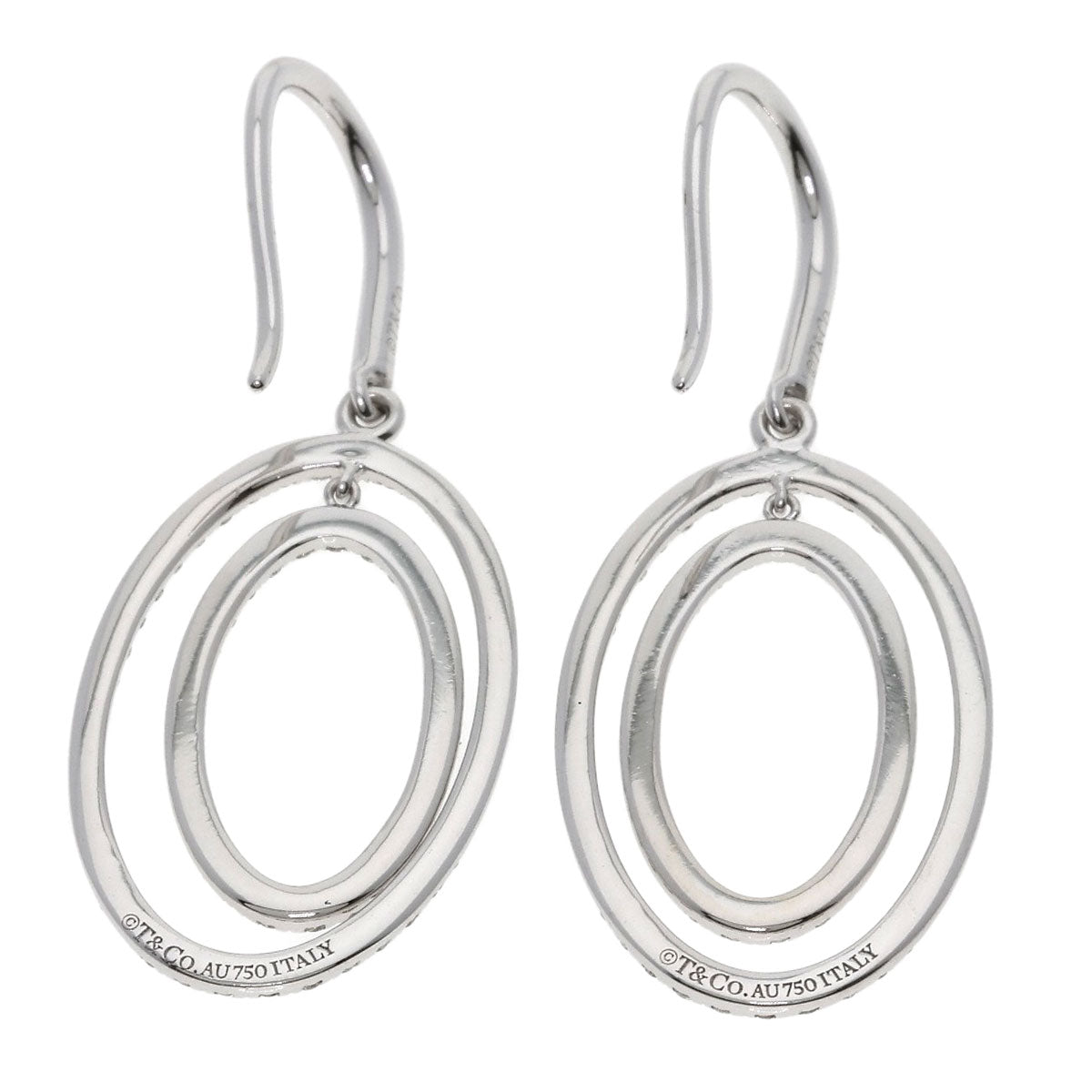 TIFFANY&Co. Metro Double Circle Drop Diamond earring K18 White Gold Ladies [Used]