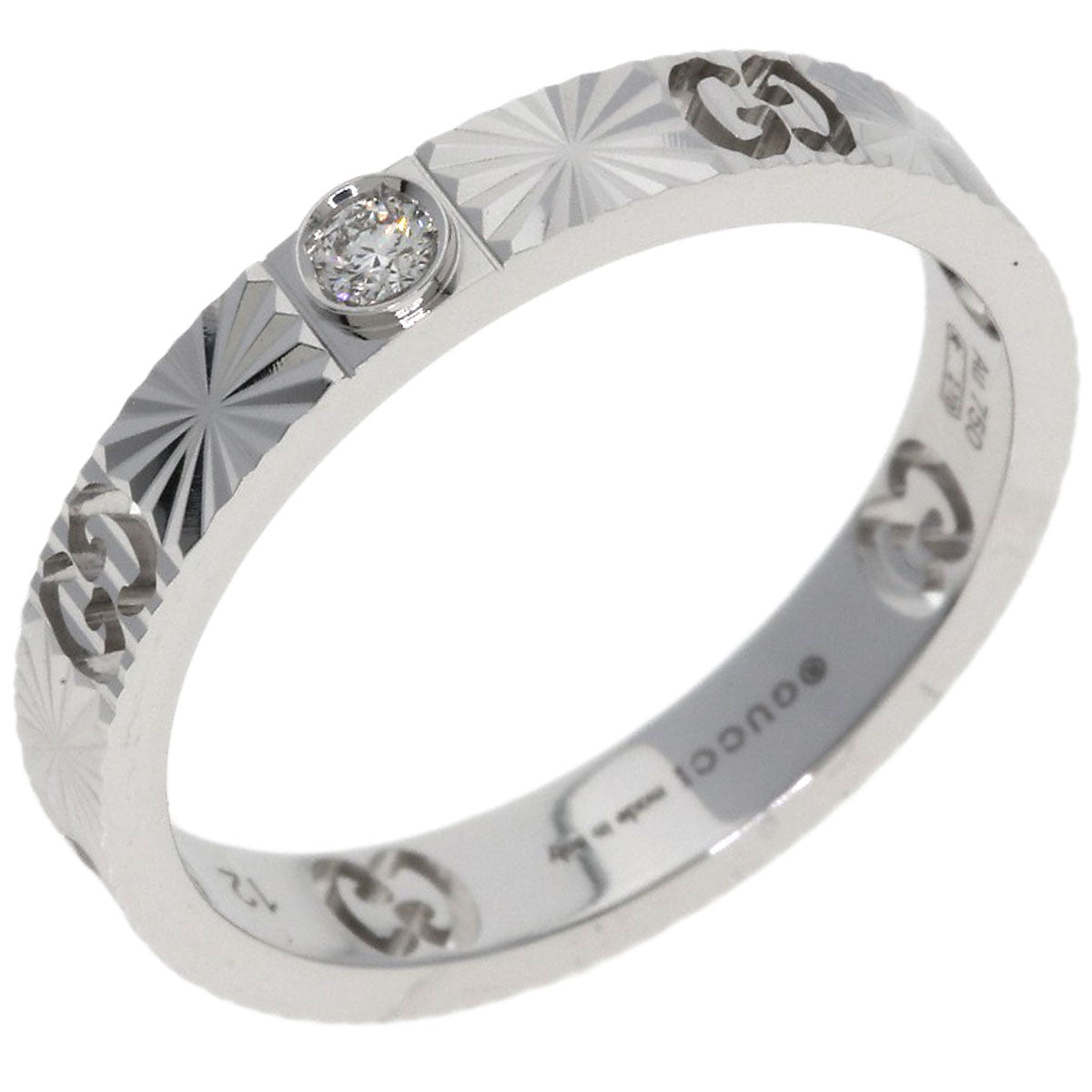 GUCCI Icon 1P Diamond #12 Ring K18 White Gold Ladies [Used]