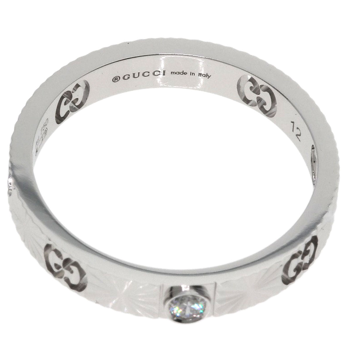 GUCCI Icon 1P Diamond #12 Ring K18 White Gold Ladies [Used]