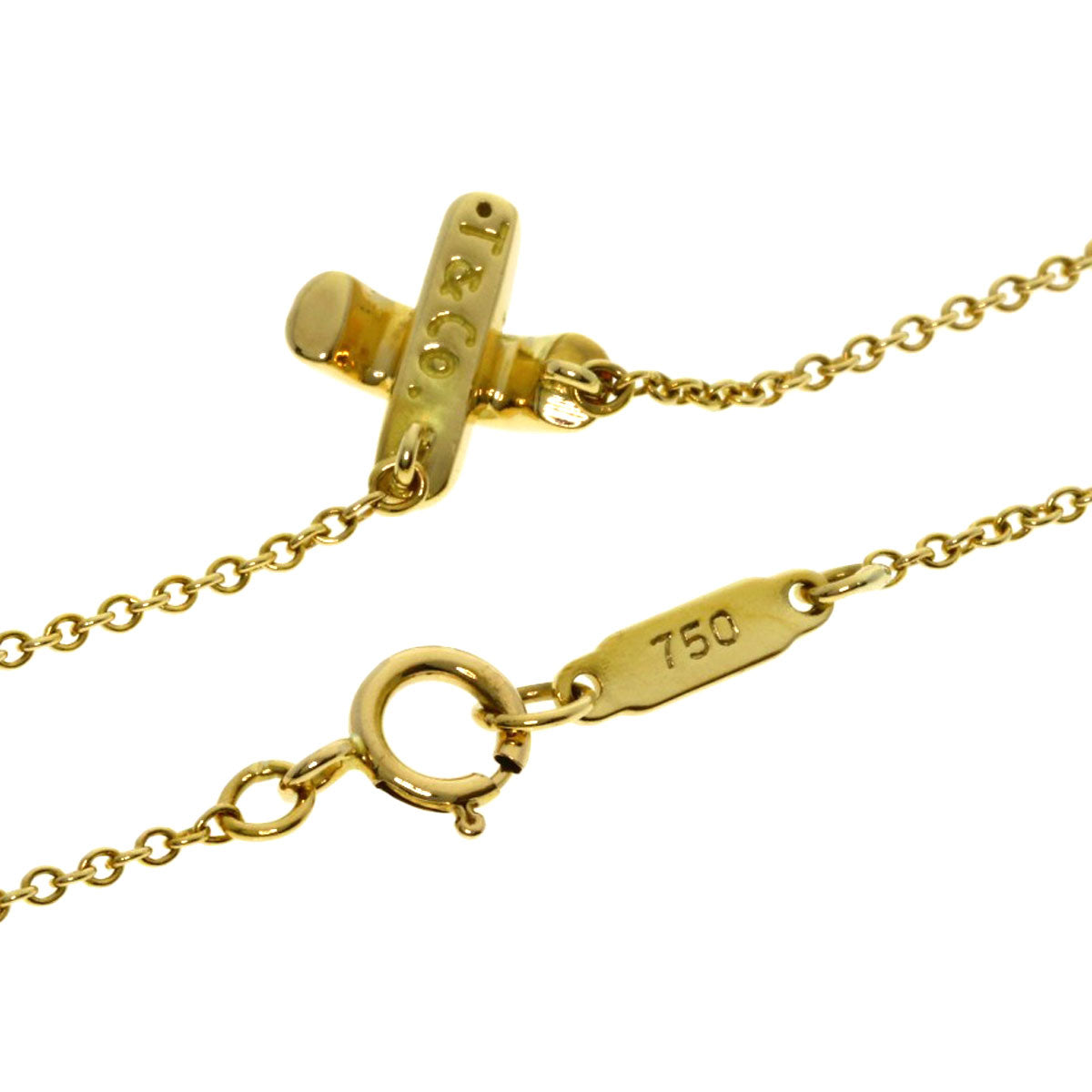 TIFFANY&Co. Cross-stitch Necklace K18 Yellow Gold Ladies [Used]