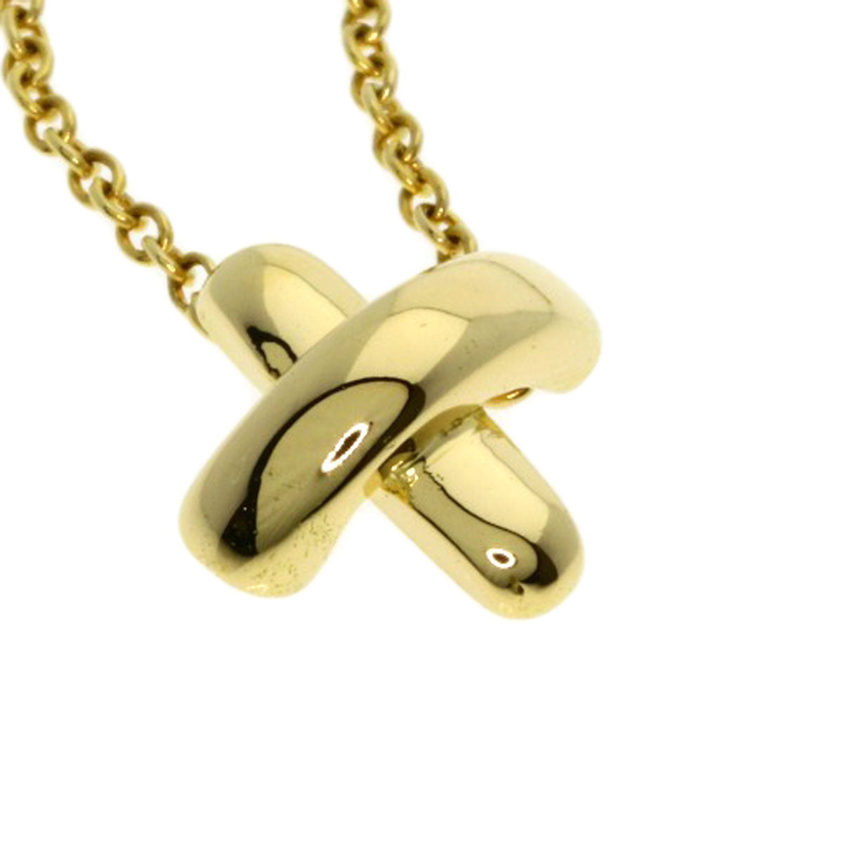 TIFFANY&Co. Cross-stitch Necklace K18 Yellow Gold Ladies [Used]