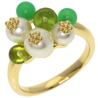 TASAKI Freshwater Pearl Peridot Chrysoprase Ring K18 Yellow Gold Ladies [Used]