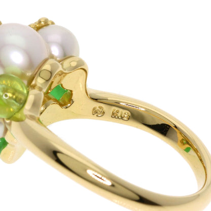 TASAKI Freshwater Pearl Peridot Chrysoprase Ring K18 Yellow Gold Ladies [Used]