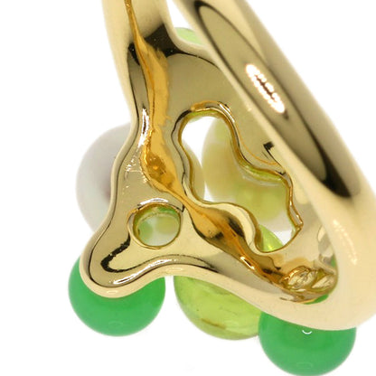 TASAKI Freshwater Pearl Peridot Chrysoprase Ring K18 Yellow Gold Ladies [Used]