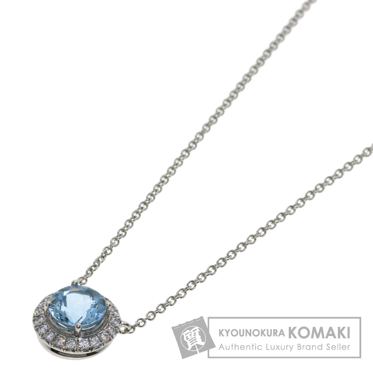 TIFFANY&Co. Solest Aquamarine Diamond Necklace Platinum PT950 Ladies [Used]