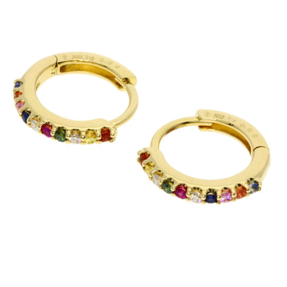 Ponte Vecchio Hoop Multicolor Sapphire and Diamond earring K18 Yellow Gold Ladies [Used]