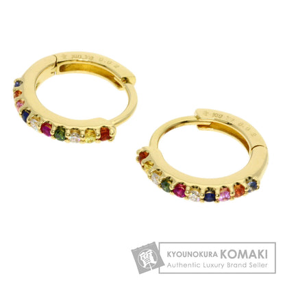 Ponte Vecchio Hoop Multicolor Sapphire and Diamond earring K18 Yellow Gold Ladies [Used]