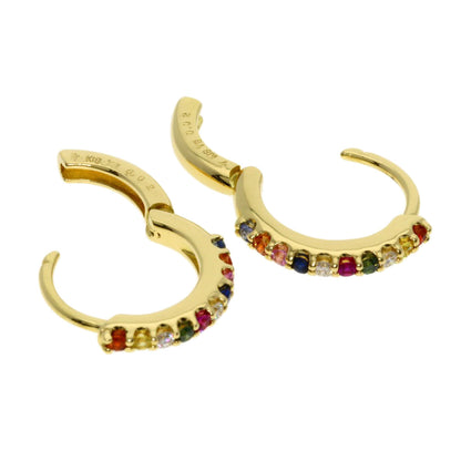 Ponte Vecchio Hoop Multicolor Sapphire and Diamond earring K18 Yellow Gold Ladies [Used]