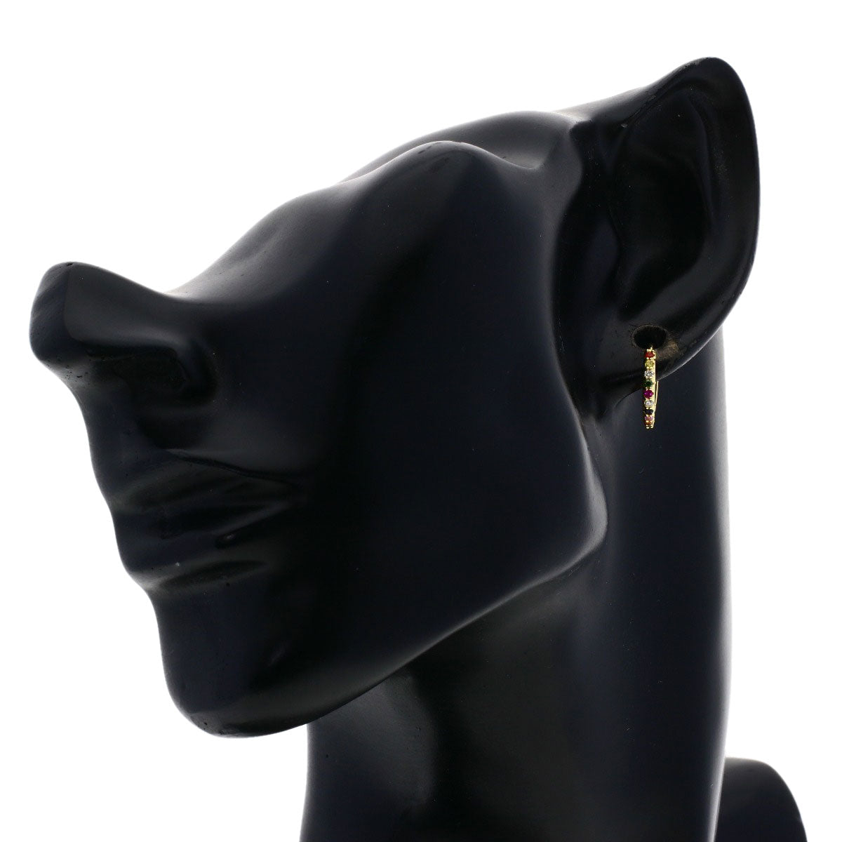 Ponte Vecchio Hoop Multicolor Sapphire and Diamond earring K18 Yellow Gold Ladies [Used]