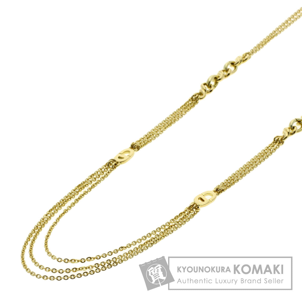 Dior Logo Long Chain Necklace K18 Yellow Gold Ladies [Used]
