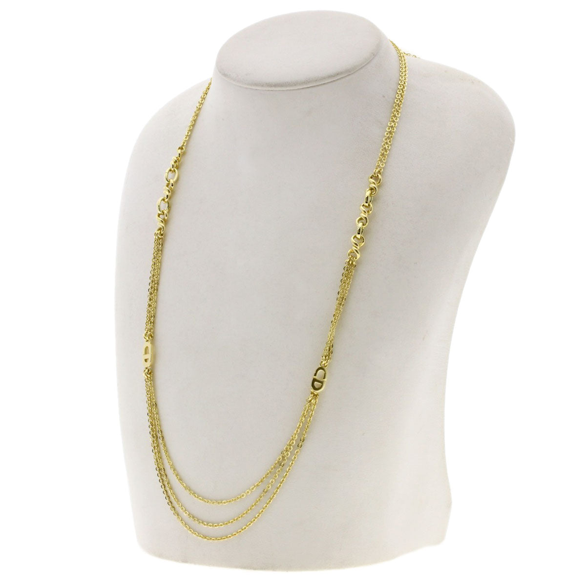 Dior Logo Long Chain Necklace K18 Yellow Gold Ladies [Used]