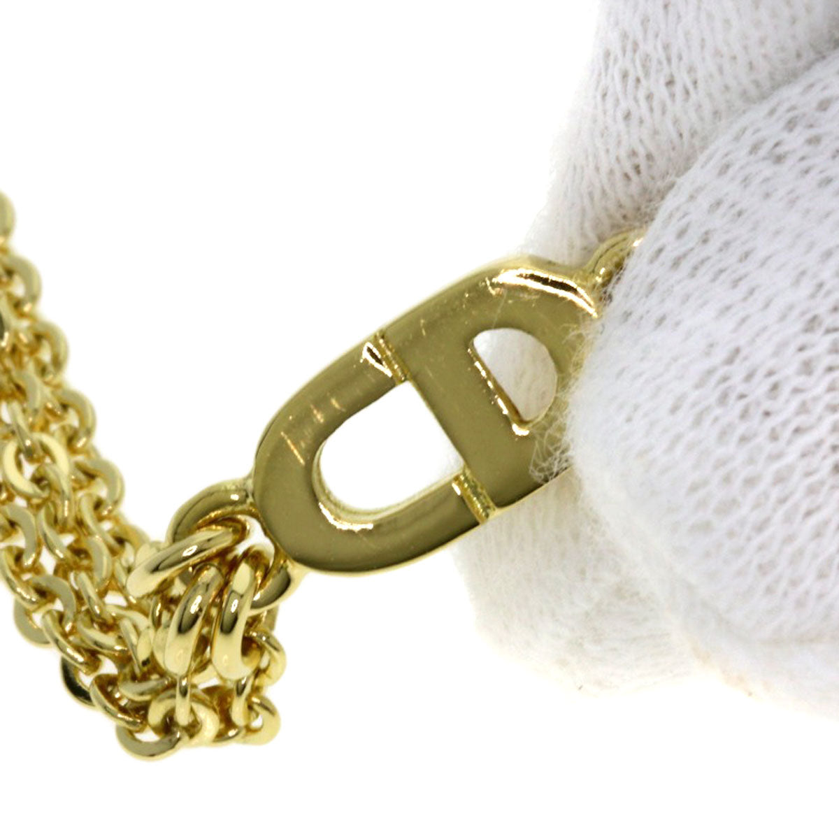 Dior Logo Long Chain Necklace K18 Yellow Gold Ladies [Used]