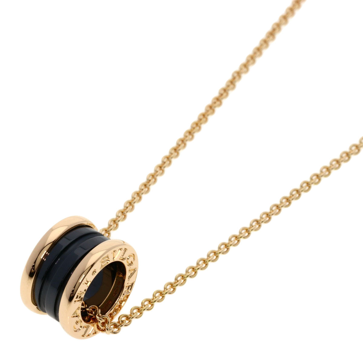 BVLGARI B.zero1 Black Ceramic Necklace K18 Pink Gold Ladies [Used]