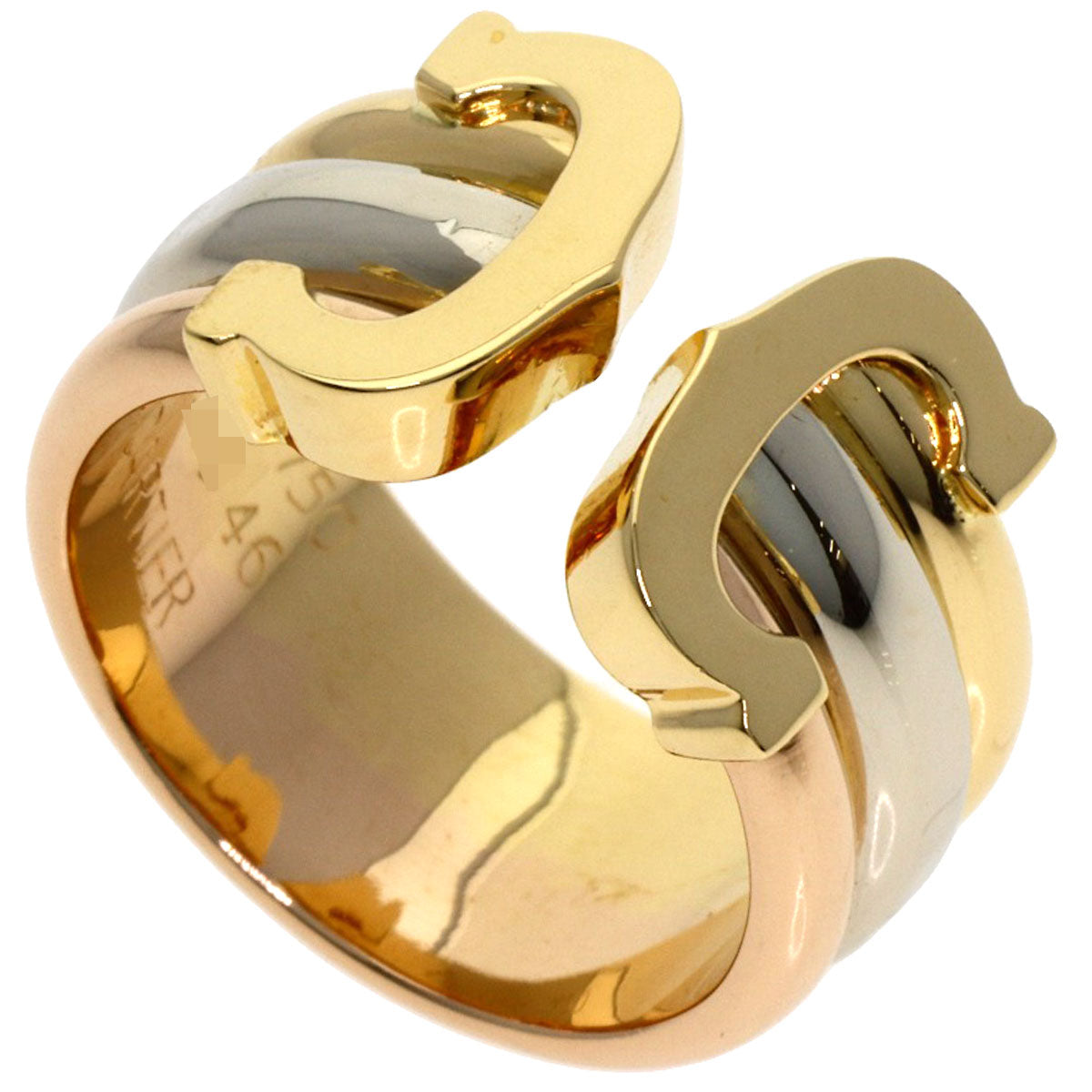 CARTIER 2C LM #46 Ring K18 Yellow Gold 18K Pink GoldLadies [Used]